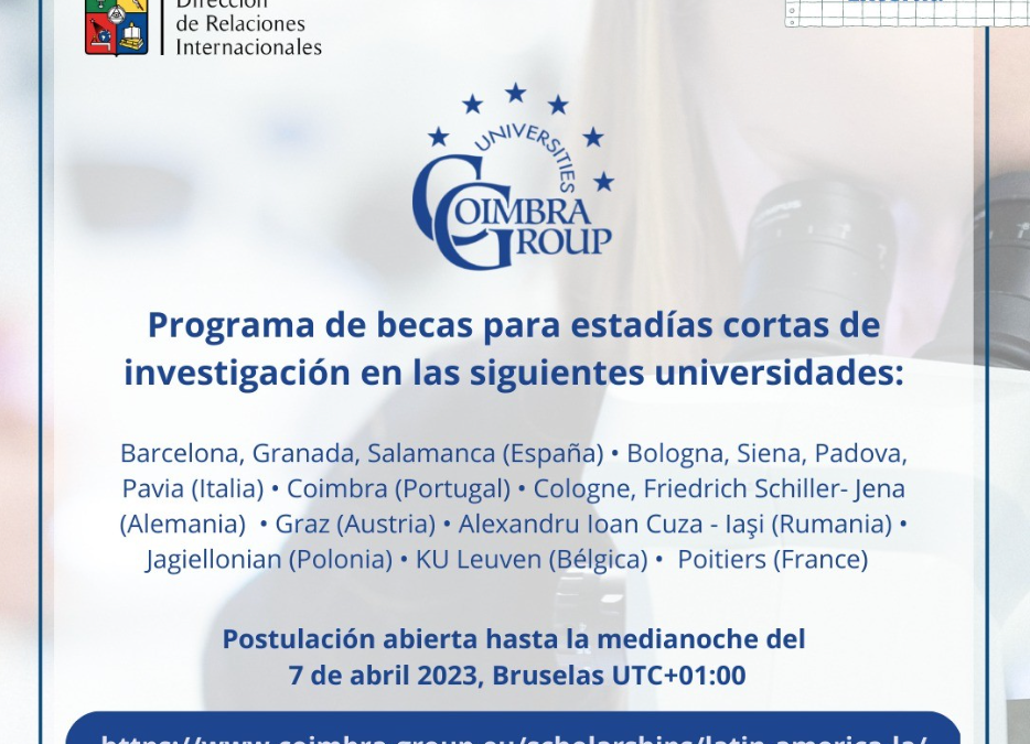 Grupo Coimbra: Beca del Programa para estadías cortas de investigación en Europa